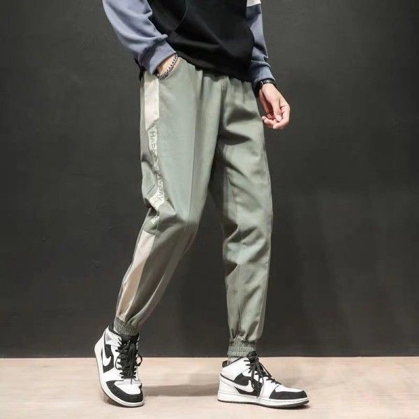 Fashion brand overalls men's 2020 spring trend casual Leggings Harun pants 9-point Korean version versatile youth long pants
