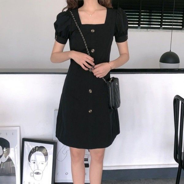 2020 spring French retro European and American women's black dress celebrity sweet dress slim student skirt wholesale
