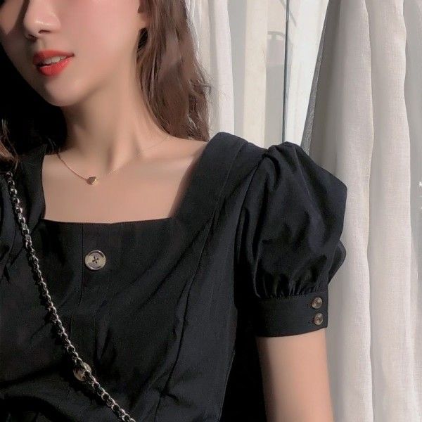 2020 spring French retro European and American women's black dress celebrity sweet dress slim student skirt wholesale
