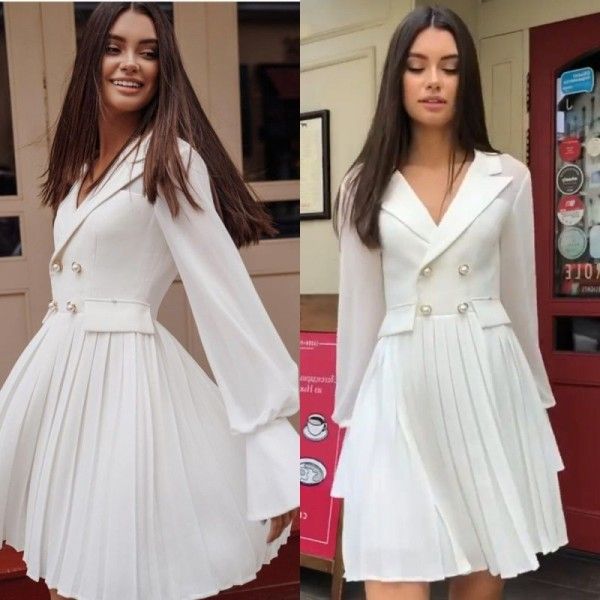 2020 cross border exclusive Amazon eBay New Europe and America spring and summer women's double breasted suit coat dress

