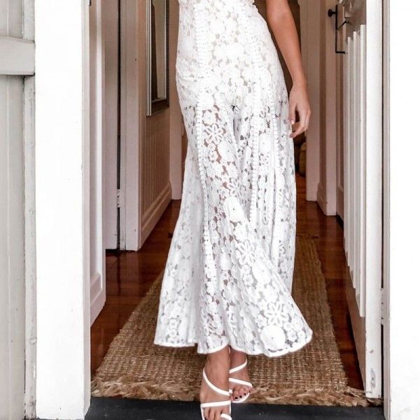 Amazon hot sales in 2020! European and American spring and summer new style lace embroidery back strap sexy girl style one-piece pants
