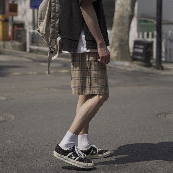 2020 summer Hong Kong trend shorts men's pants casual loose Plaid fashion brand pants men's big underpants men
