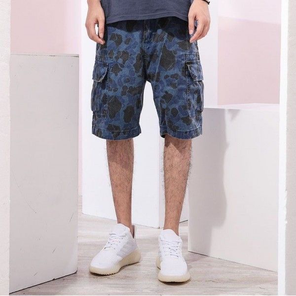 Summer camouflage tooling shorts Korean youth fashion camouflage shorts Guochao five point pants men's fashion loose pants
