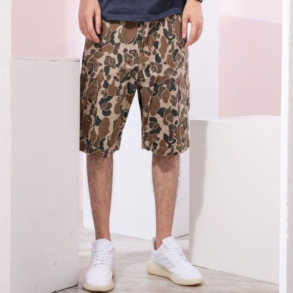 Summer camouflage tooling shorts Korean youth fashion camouflage shorts Guochao five point pants men's fashion loose pants
