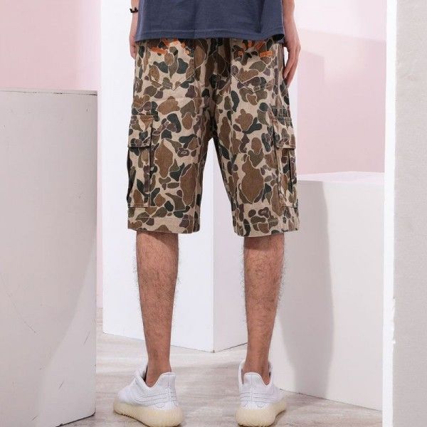 Summer camouflage tooling shorts Korean youth fashion camouflage shorts Guochao five point pants men's fashion loose pants
