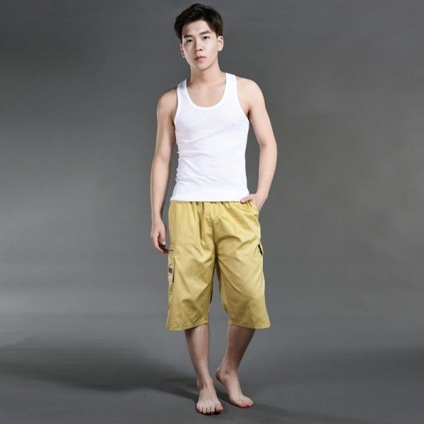 2020 summer new washed Multi Pocket foreign trade overalls men's seven point casual shorts factory direct sales
