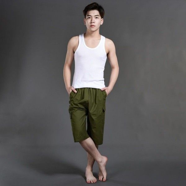 2020 summer new washed Multi Pocket foreign trade overalls men's seven point casual shorts factory direct sales
