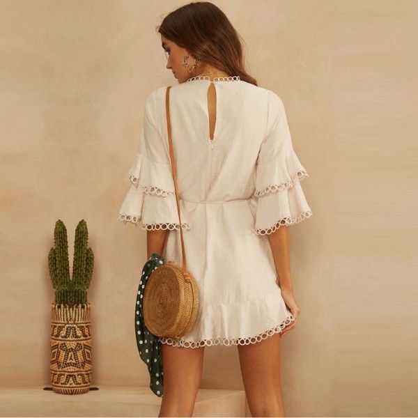 Goods in stock! Wish Amazon eBay European and American fast fashion women's new dress holiday leisure 18352
