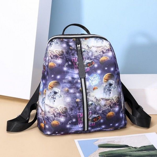 Double shoulder bag for women 2019 new Korean student bag fashion printed Oxford canvas travel bag