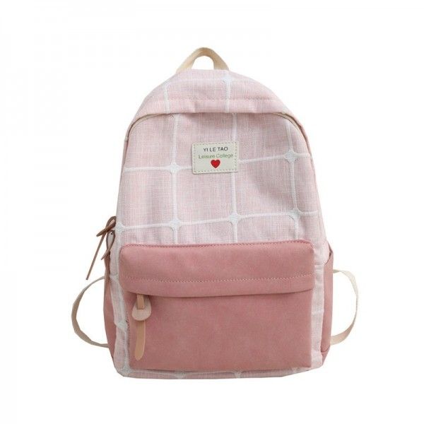 Cross border new ins schoolbag for female students shoulder bag Korean version of Sen Department ancient sense Plaid backpack Japanese canvas bag