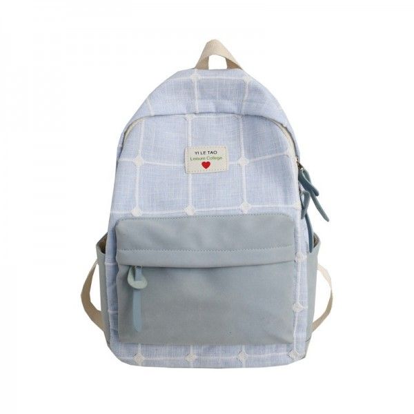 Cross border new ins schoolbag for female students shoulder bag Korean version of Sen Department ancient sense Plaid backpack Japanese canvas bag