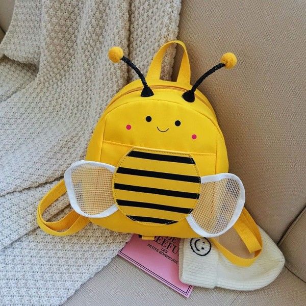 Boys and girls children's bag anti loss traction rope cartoon bee backpack double shoulder bag cute schoolbag