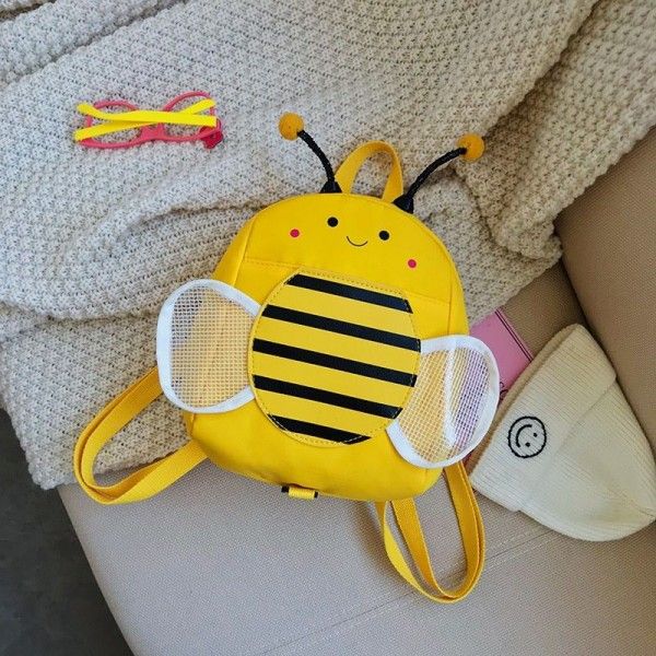 Boys and girls children's bag anti loss traction rope cartoon bee backpack double shoulder bag cute schoolbag