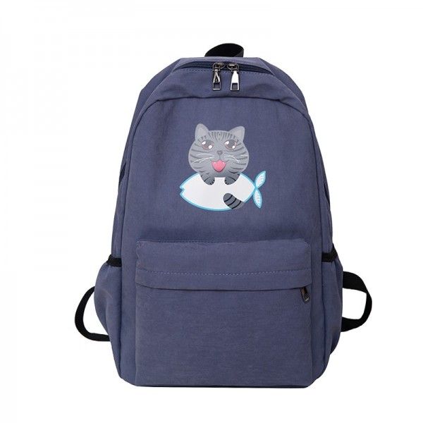 Cross border hot sale large capacity plain canvas schoolbag for female middle school students double shoulder bag Korean version original accommodation campus Backpack