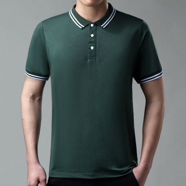 Summer new men's mercerized cotton polo shirt ultra thin ice t-shirt men's short sleeve business Lapel solid short sleeve 