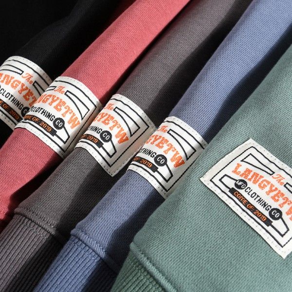Foreign trade men's wear Japanese loose sweater men's round neck tide brand solid color long sleeve shirt autumn new men's sweater Hong Kong Style