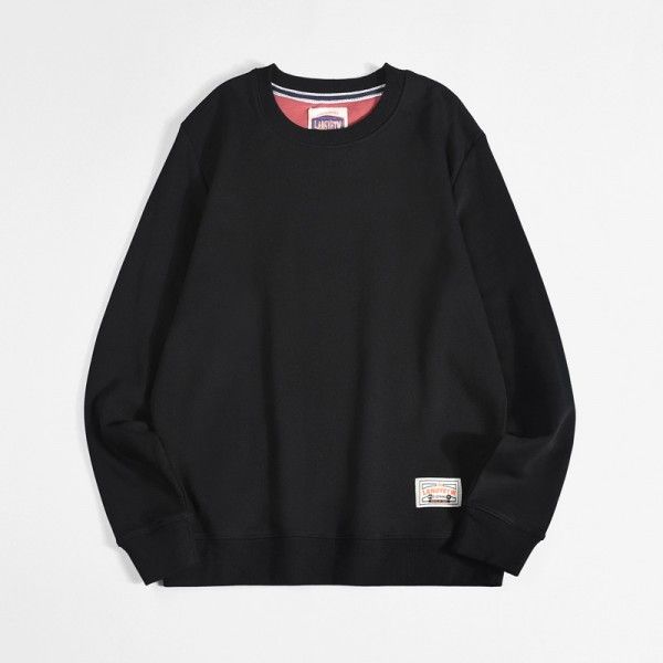 Foreign trade men's wear Japanese loose sweater men's round neck tide brand solid color long sleeve shirt autumn new men's sweater Hong Kong Style