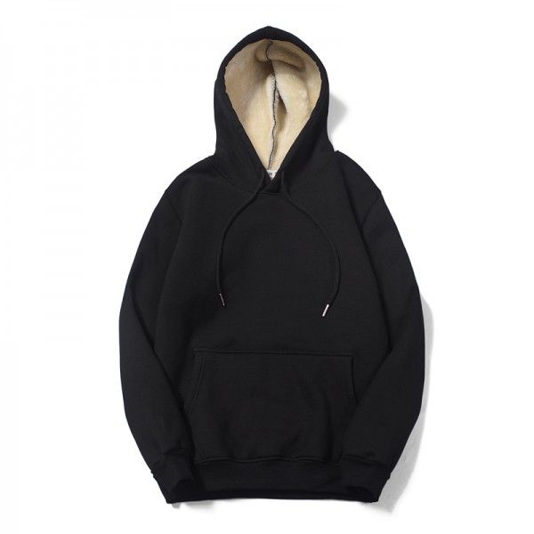 Hooded sweater men's Plush autumn winter thickened...