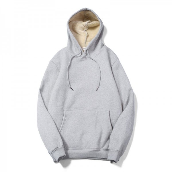 Hooded sweater men's Plush autumn winter thickened cashmere sweater solid color Pullover coat loose warm Jacket Hoodie