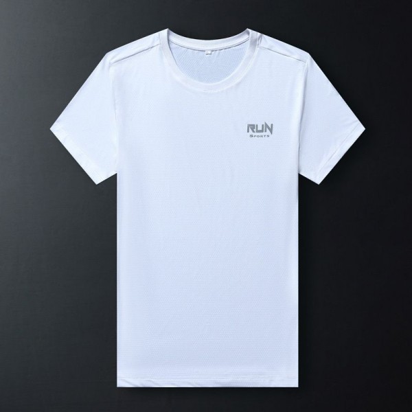 Summer thin ice mesh short sleeve t-shirt men's elastic nylon quick drying clothes outdoor leisure sports men's T-shirt customization 