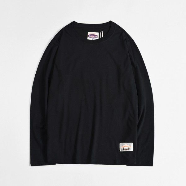 Foreign trade men's wear spring and autumn long sleeve t-shirt men's solid color round neck bottom casual simple cotton fleece T-shirt customization