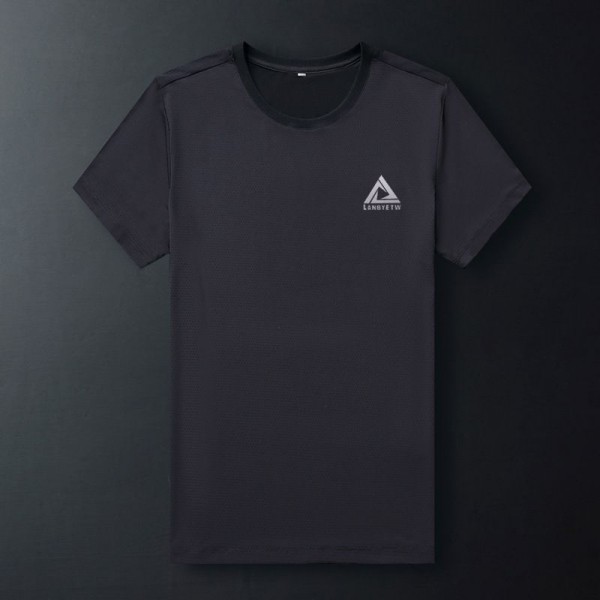 Summer thin ice mesh short sleeve t-shirt men's elastic nylon quick drying clothes outdoor leisure sports men's T-shirt customization 