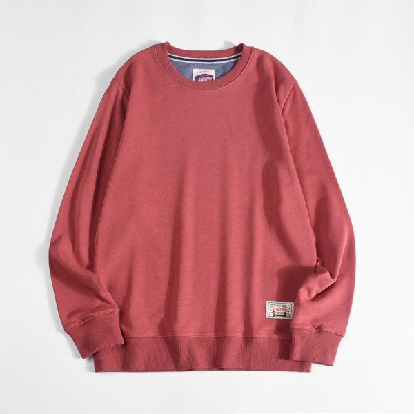 Foreign trade men's wear Japanese loose sweater men's round neck tide brand solid color long sleeve shirt autumn new men's sweater Hong Kong Style