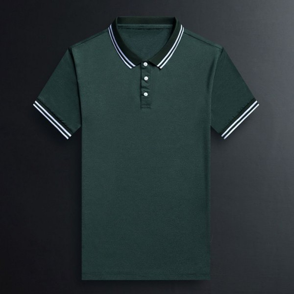 Summer new men's mercerized cotton polo shirt ultra thin ice t-shirt men's short sleeve business Lapel solid short sleeve 