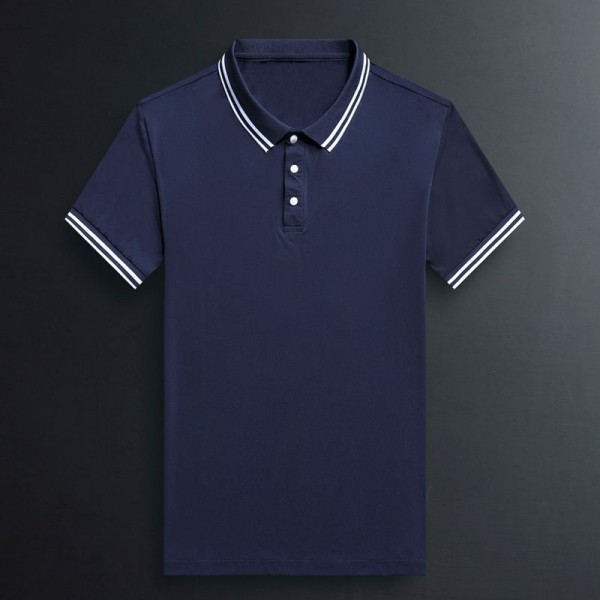Summer new men's mercerized cotton polo shirt ultra thin ice t-shirt men's short sleeve business Lapel solid short sleeve 