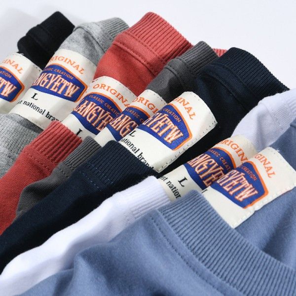 Foreign trade men's wear spring and autumn long sleeve t-shirt men's solid color round neck bottom casual simple cotton fleece T-shirt customization