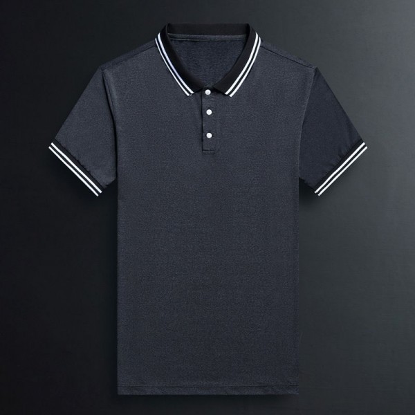 Summer new men's mercerized cotton polo shirt ultra thin ice t-shirt men's short sleeve business Lapel solid short sleeve 