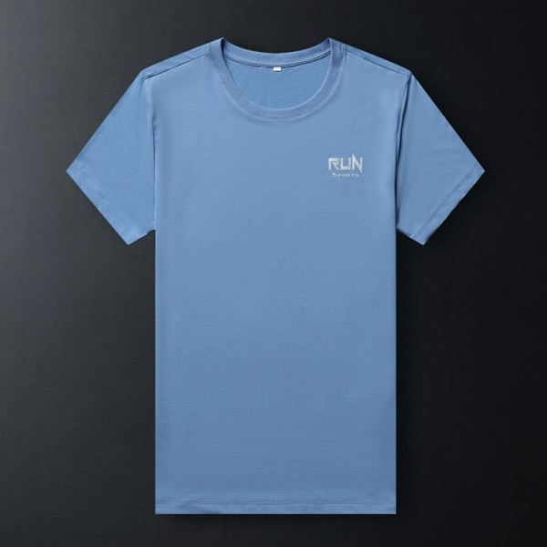 Summer thin ice mesh short sleeve t-shirt men's elastic nylon quick drying clothes outdoor leisure sports men's T-shirt customization 