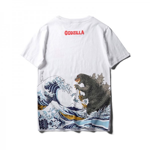 Japanese fashion brand men's clothing Harajuku wind Godzilla no sense printing pattern men's short sleeve T-shirt social youth fashion clothing