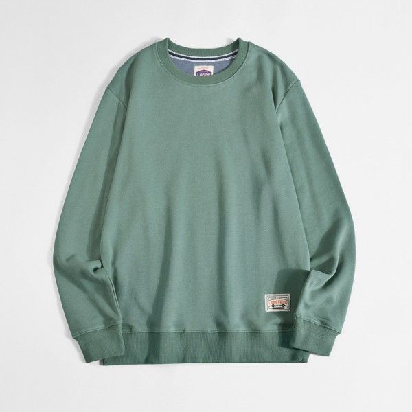 Foreign trade men's wear Japanese loose sweater men's round neck tide brand solid color long sleeve shirt autumn new men's sweater Hong Kong Style