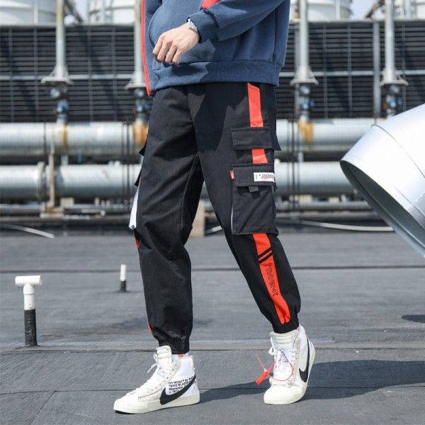 2020 spring and autumn new men's casual pants func...