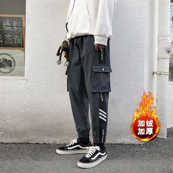 Men's overalls new products in autumn and winter Korean fashion casual versatile sports men's youth loose Plush pants