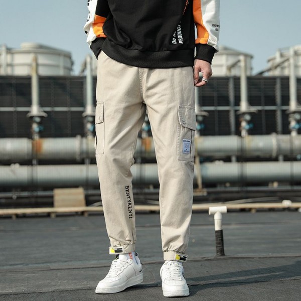 Men's pants, overalls, men's autumn functional loose, Korean fashion, leisure, leggings, nine point sports pants, men's wholesale 