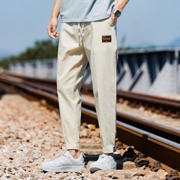 Men's casual pants men's autumn 2020 new cotton linen loose legging trend simple Capris 