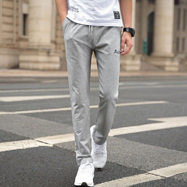 Men's sports pants summer thin loose straight casu...