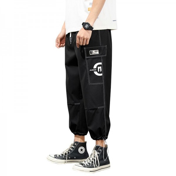 Casual pants men's spring new Korean fashion versatile youth ankle elastic loose quarter Sweatpants 