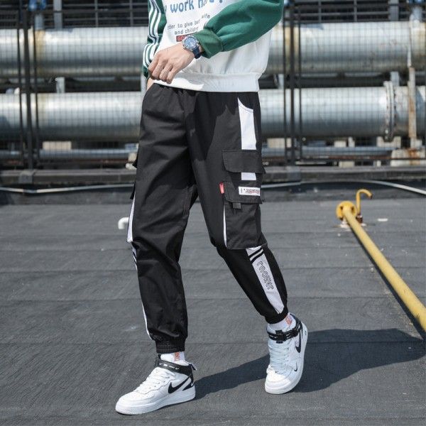 2020 spring and autumn new men's casual pants functional overalls men's Korean quarter pants youth fashion brand Leggings 