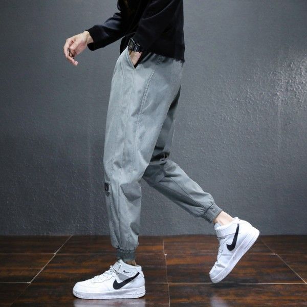 Casual pants men's autumn and winter new trend fashion men's clothing youth Plush thickened warm loose tooling sports pants 