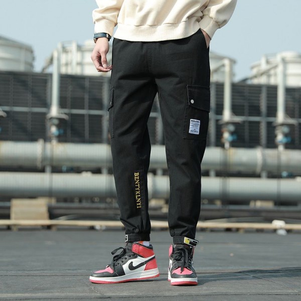 Men's pants, overalls, men's autumn functional loose, Korean fashion, leisure, leggings, nine point sports pants, men's wholesale 