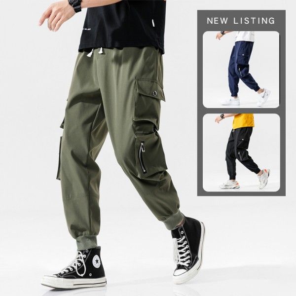 Summer 2020 men's loose functional overalls Korean...