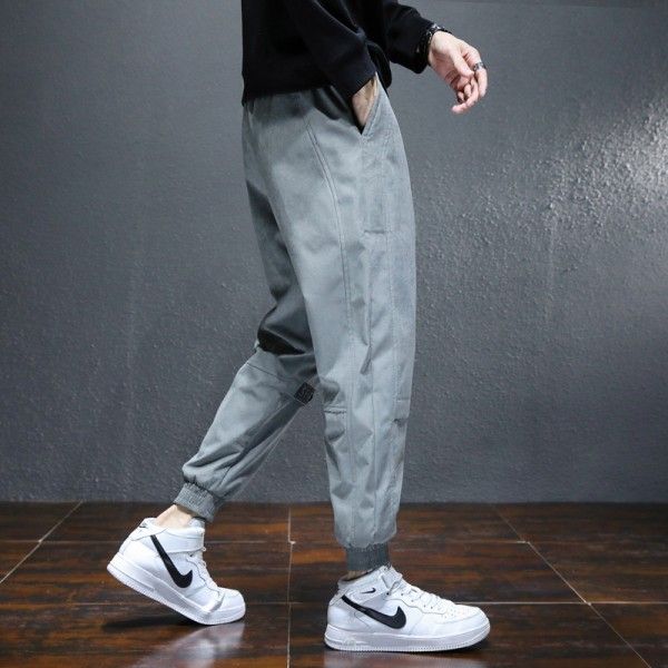 Casual pants men's autumn and winter new trend fashion men's clothing youth Plush thickened warm loose tooling sports pants 