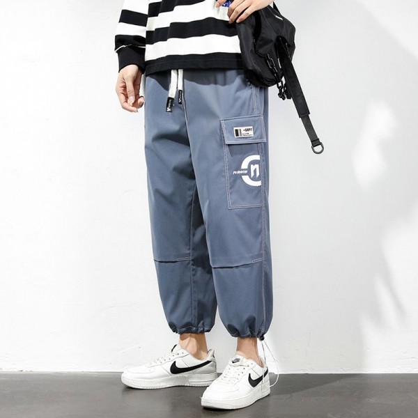 Casual pants men's spring new Korean fashion versatile youth ankle elastic loose quarter Sweatpants 