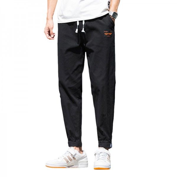 Men's casual pants men's autumn 2020 new cotton linen loose legging trend simple Capris 