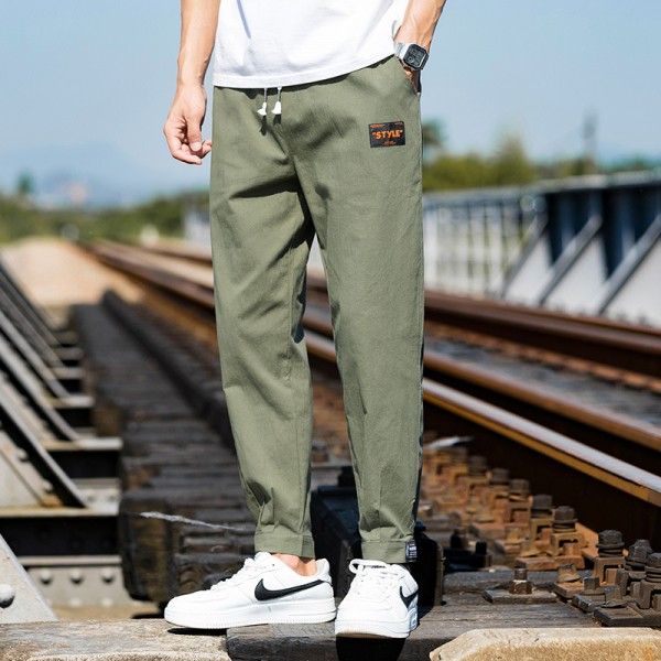 Men's casual pants men's autumn 2020 new cotton linen loose legging trend simple Capris 
