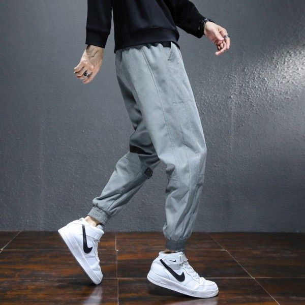 Casual pants men's autumn and winter new trend fashion men's clothing youth Plush thickened warm loose tooling sports pants 