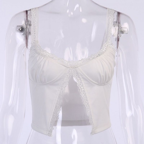 European and American cross border new sexy vest women's 2020 summer 23041 wishebay lace navel top 
